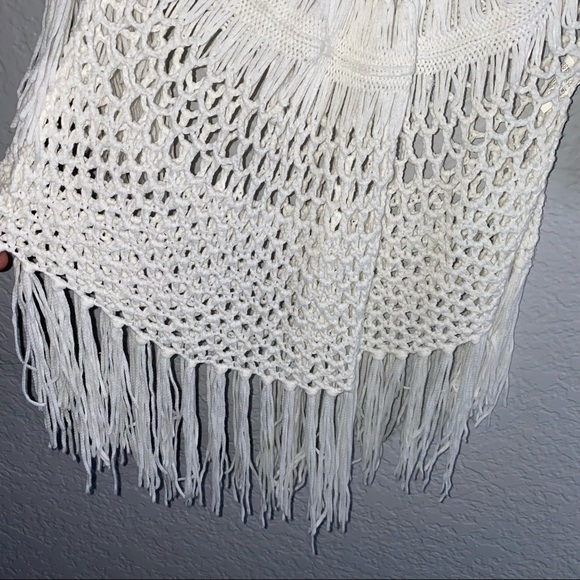 Vivid White knit Boho cover up - Picture 3 of 5